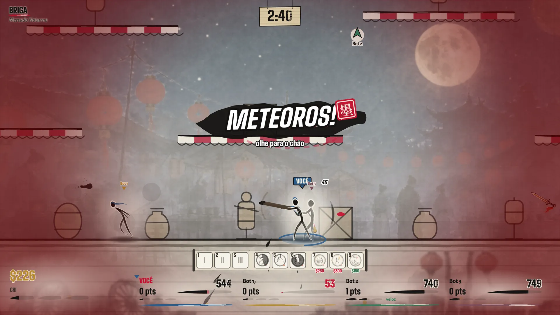 Briga de quatro com meteoros
